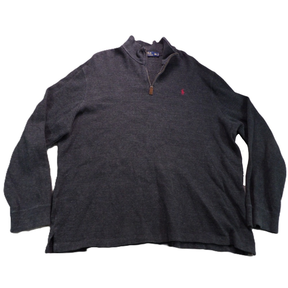 Polo Ralph Lauren Quarter Zip Sweater Men XXL Gray Pima Cotton Pony Pullover Top